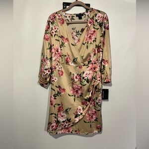 Floral Beige Long Sleeve Dress